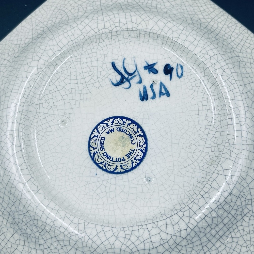 Dedham Pottery Octagon Plate 7" Vintage 1990 Signed - Picture 5 of 10